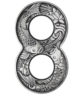 FIGURE EIGHT KOI FISH 2 Oz Silver Coin 2$ Australia 2019