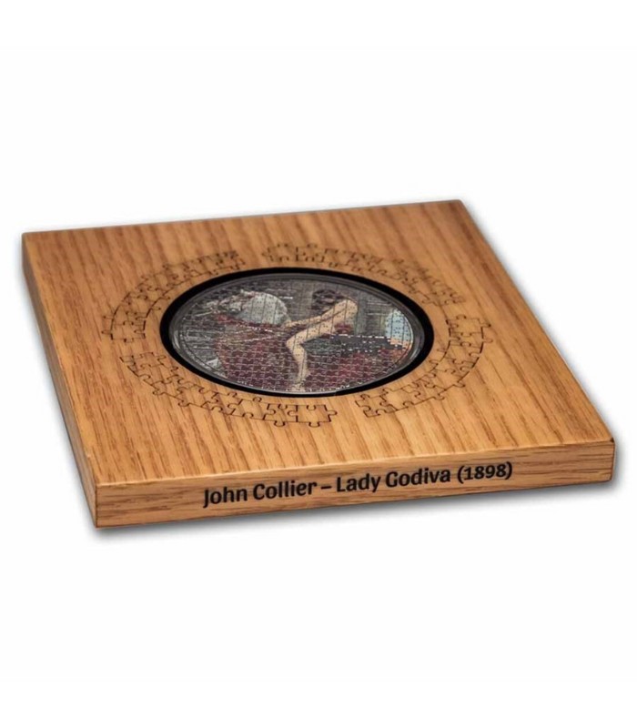 GODIVAのシンボルマーク「Lady Godiva」ジョン・コリア3oz銀貨 LADY GODVIA Jhon Collier Puzzle Art 3 oz Silver Coin 3000 Francs