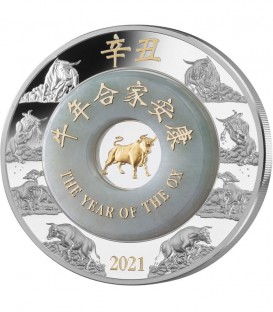 OX Jade Lunar Year 2 Oz Silver Coin 2000 Kip Lao Laos 2021