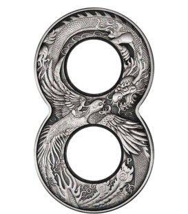 FIGURE EIGHT DRAGON 2 Oz Silver Coin 2$ Australia 2018