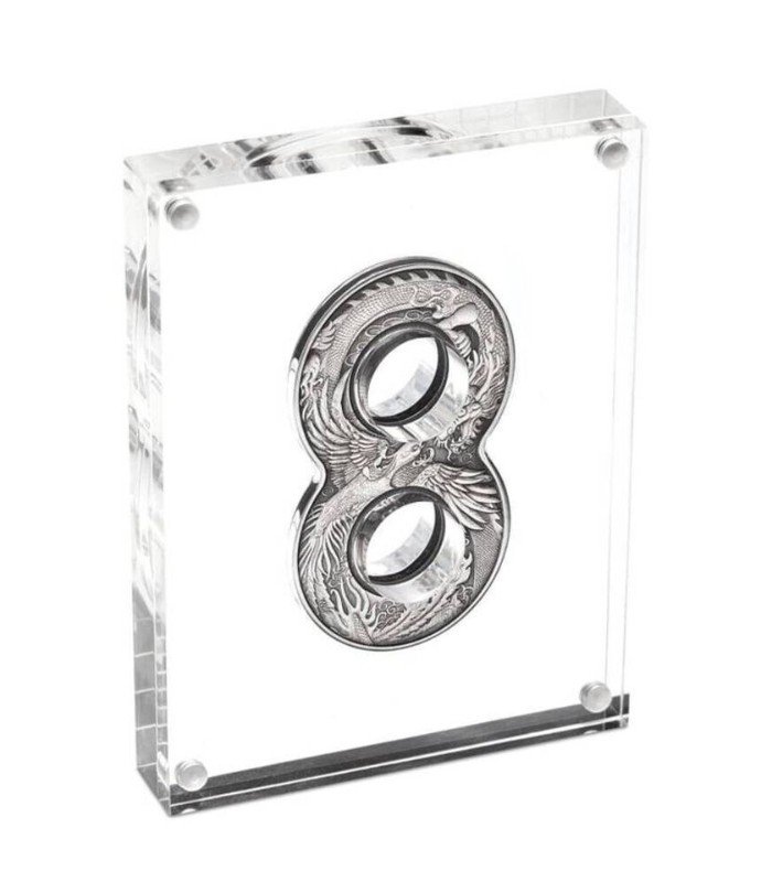 FIGURE EIGHT DRAGON AND PHOENIX 2 Oz Silver Coin 2$ Australia 2020