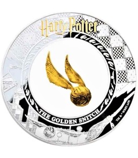 HARRY POTTER The Golden Snitch 2 Oz Silver Coin + 0.2 Gram Gold 5$ Samoa 2020