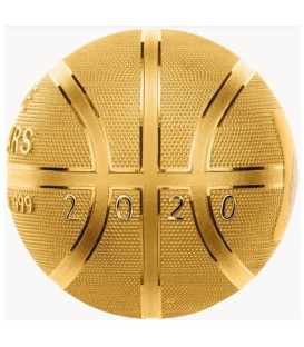 BASKETBALL Spherical 1 Oz Silver Coin 5$ Samoa 2020 Gold Gilded
