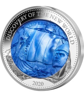 Discovery New World Leif Erikson MOP 5 Oz Silver Proof Coin 25$ Solomon 2020