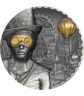 STEAMPUNK 3 Oz Silver Coin Antique Finish 20$ Cook Islands 2020