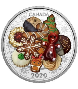 HOLIDAY COOKIES Murano Christmas 1 Oz Silver Coin 20$ Canada 2020