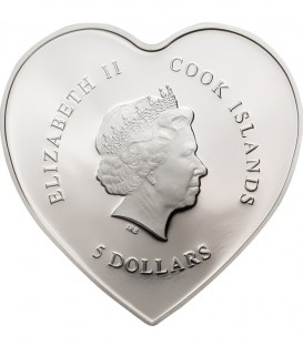 HAPPY VALENTINE DAY Swarovski Bouquet Heart Shaped Silver Coin 5$ Cook Islands 2019