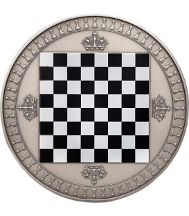 CHESS Board Game 2 Oz Silver Antique Finish Coin 5$ Niue 2018