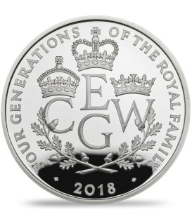 FOUR GENERATIONS OF ROYALTY 28.28 Grams Silver Proof Coin 5 Pounds United Kingdom 2018