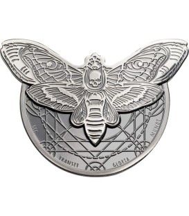 DEATHS HEAD HAWKMOTH 2 Oz Silver Black Proof Coin 1500 Shillings Tanzania 2018